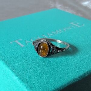Silver Ring with Amber Stone